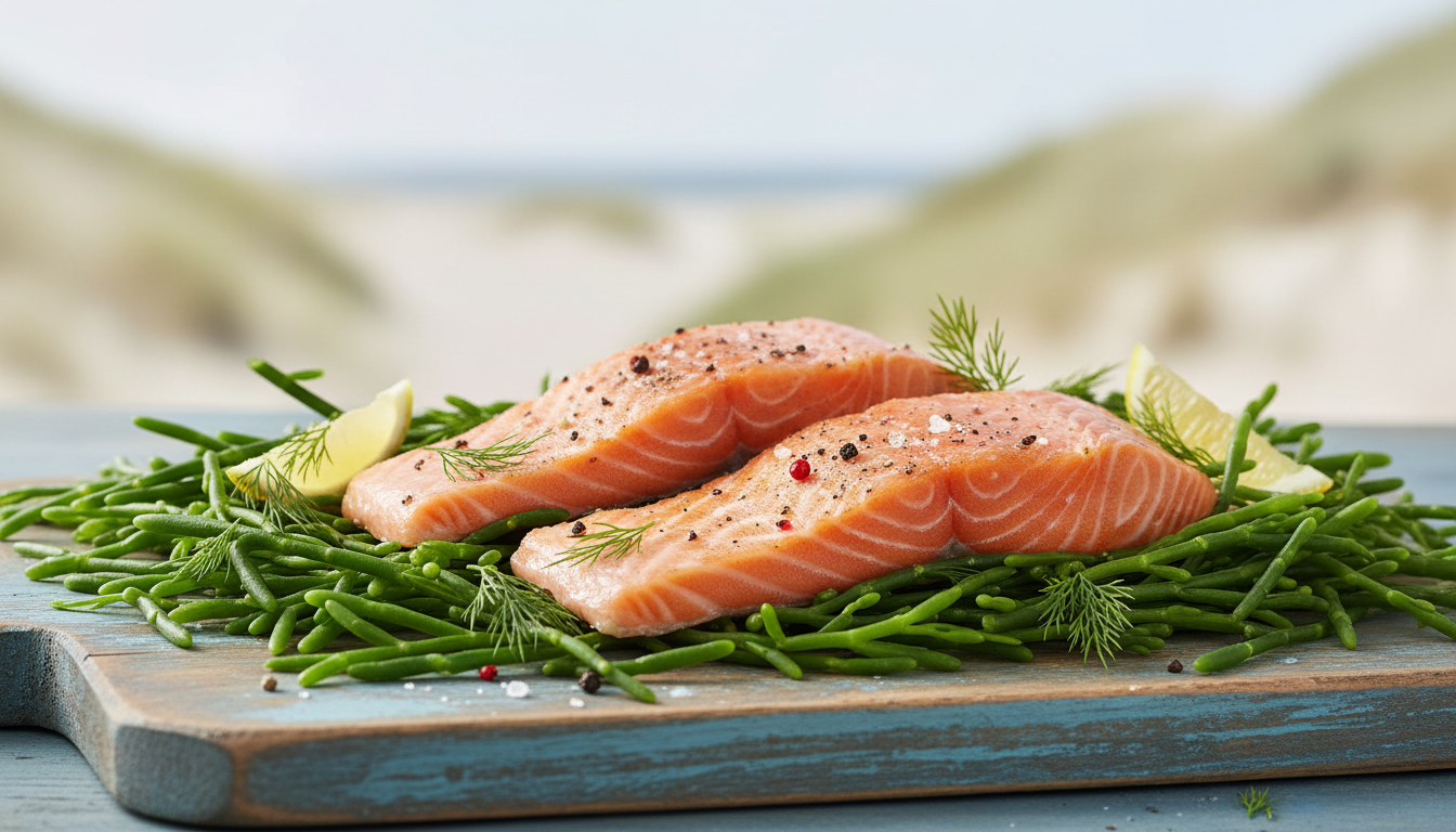 foto van zeekraal en zalm